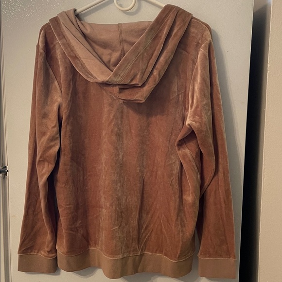 Eileen Fisher NWOT Large Cozy Velour Knit Hooded Jacket in Biscuit - Picture 10 of 10